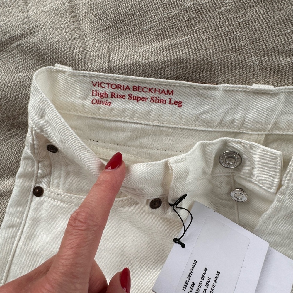 Victoria Beckham White High Rise Super Slim Leg Jeans